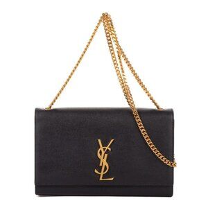 Saint Laurent Yves Kate Black Grain de Poudre Leather Shoulder Bag